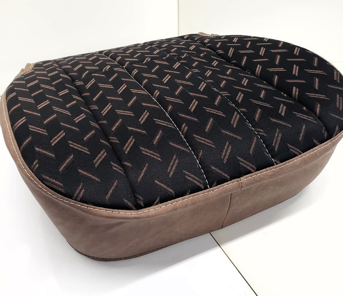 Bostrom T-series beige faux leather with camel fishbone fabric  Seat Cover