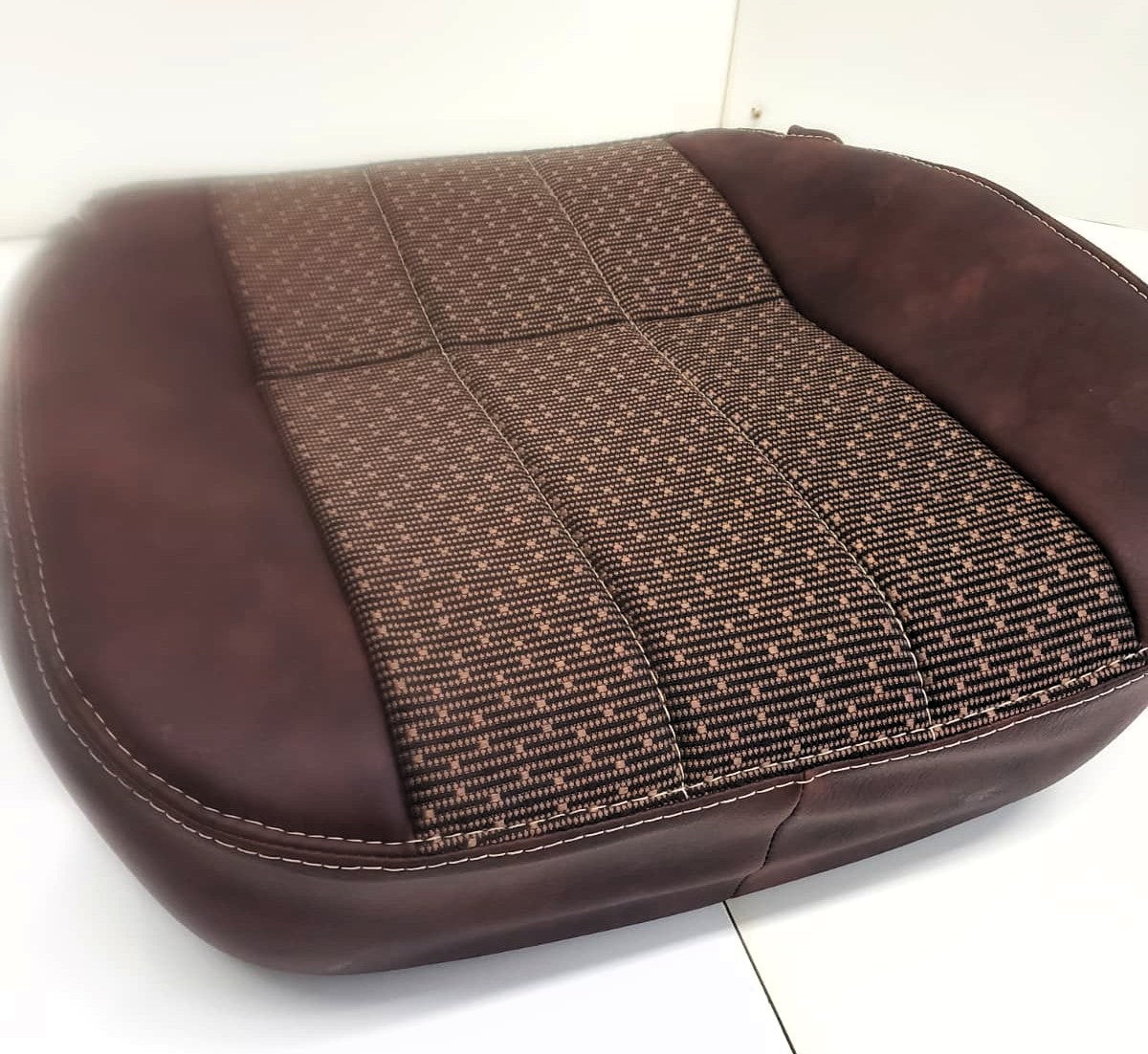 Bostrom T-series tobacco faux leather with camel lattice fabric  Seat Cover