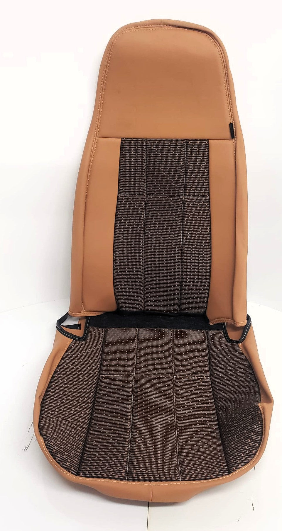 Bostrom T-series high back tan faux leather with camel kris-kros fabric  Back and Seat Cover