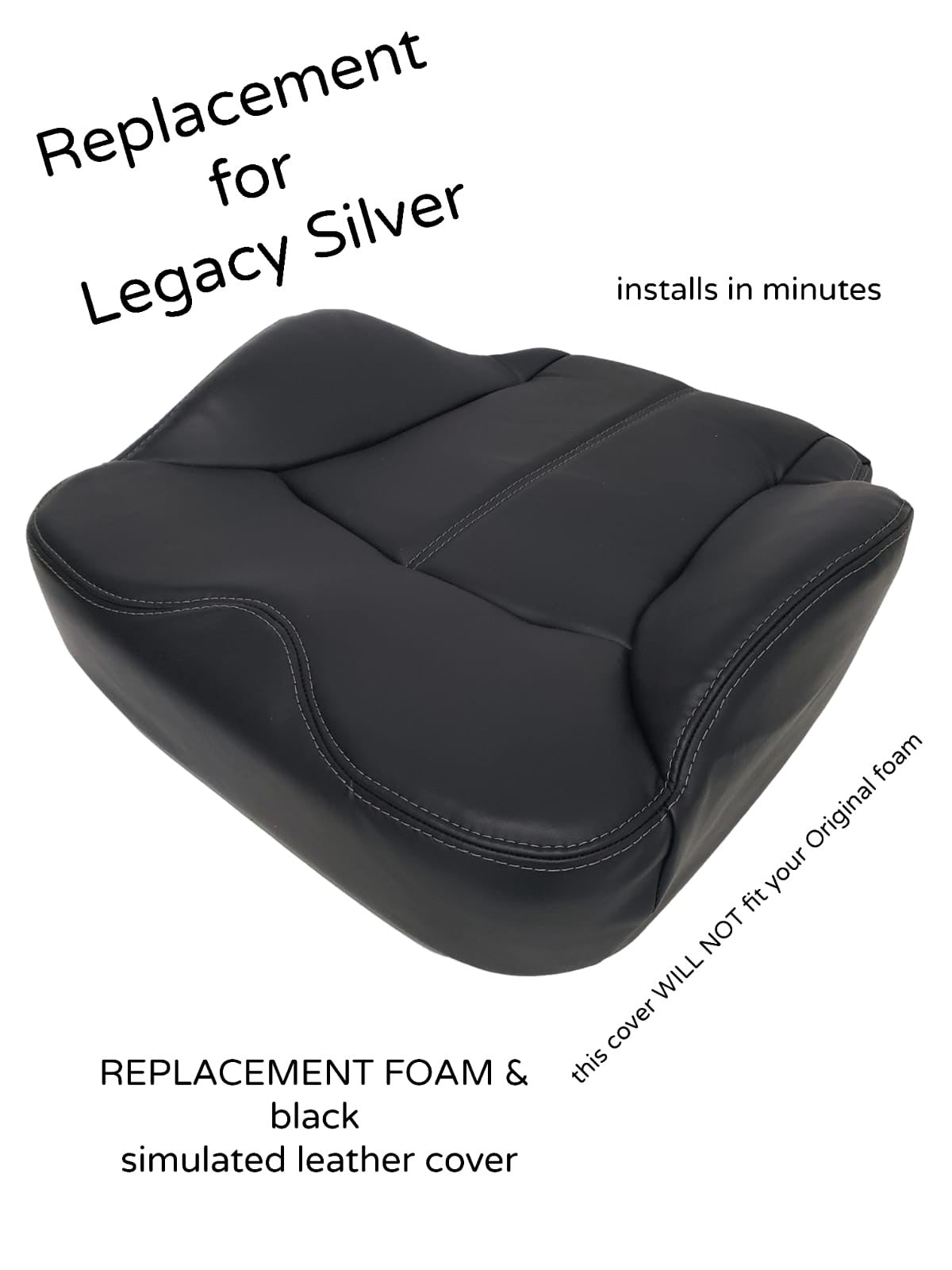 total black faux leather cover and foam