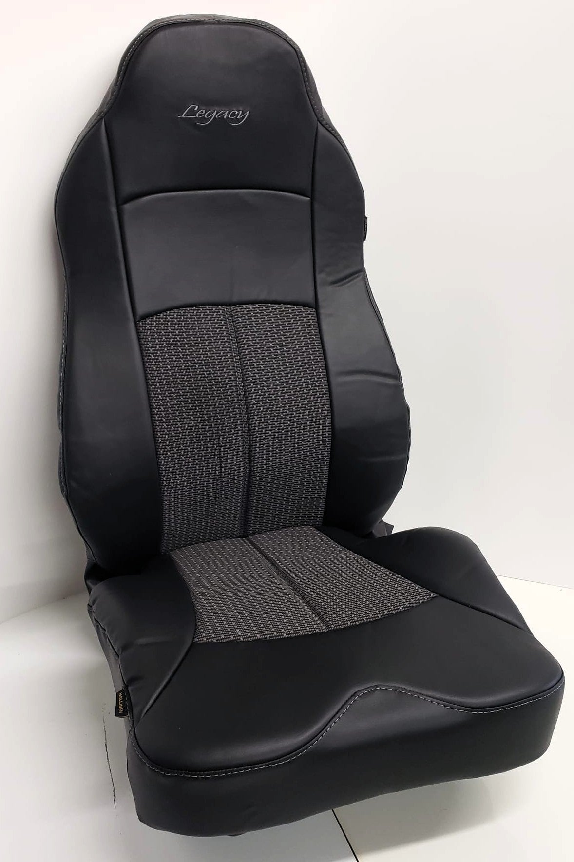 Legacy Silver high back black faux leather lattice fabric  Back and Seat Cover with foam cushion