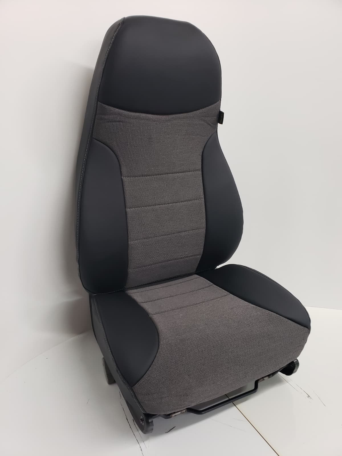 National Peterbilt black faux leather courtain gray fabric  Back and Seat Cover