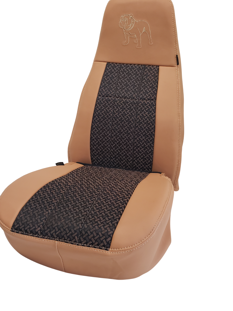 Bostrom T-series high & mid back tan faux leather with camel Kris-Kros fabric  Back and Seat Cover (Complete 4 pieceSet)